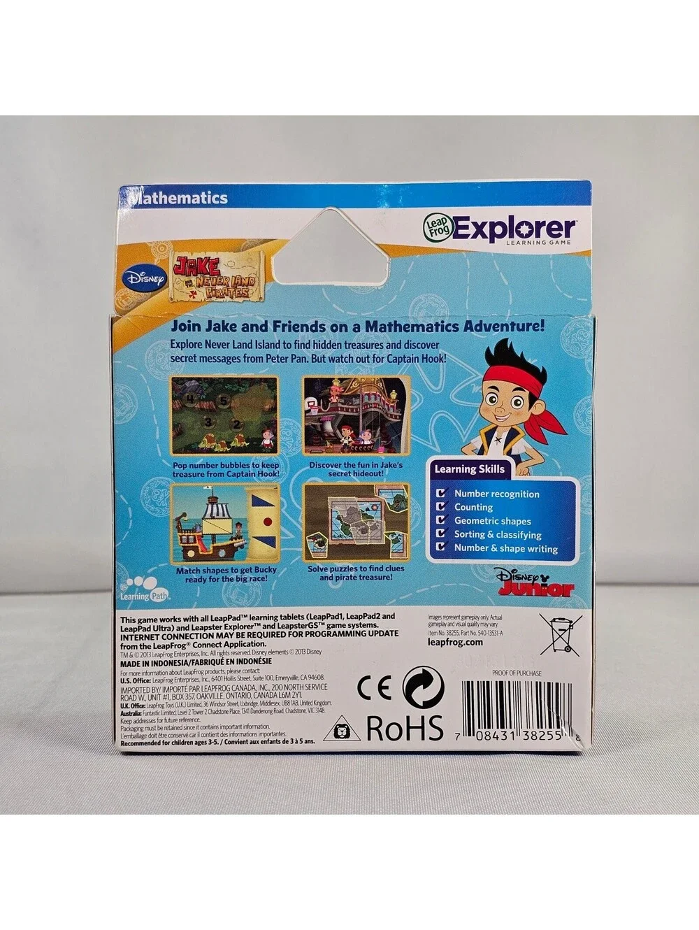 LeapFrog Explorer Disney Jake and the Never Land Pirates Mathematics Game New